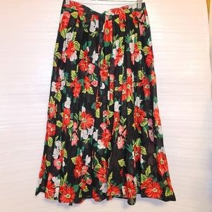 Liz Claiborne Floral Maxi Skirt - Black and Red